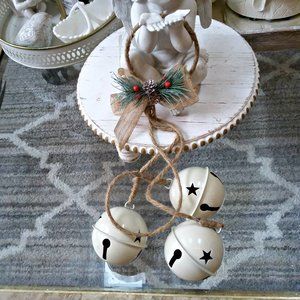 NEW! RUSTIC SOLID Metal HANGING Jingle BELLS